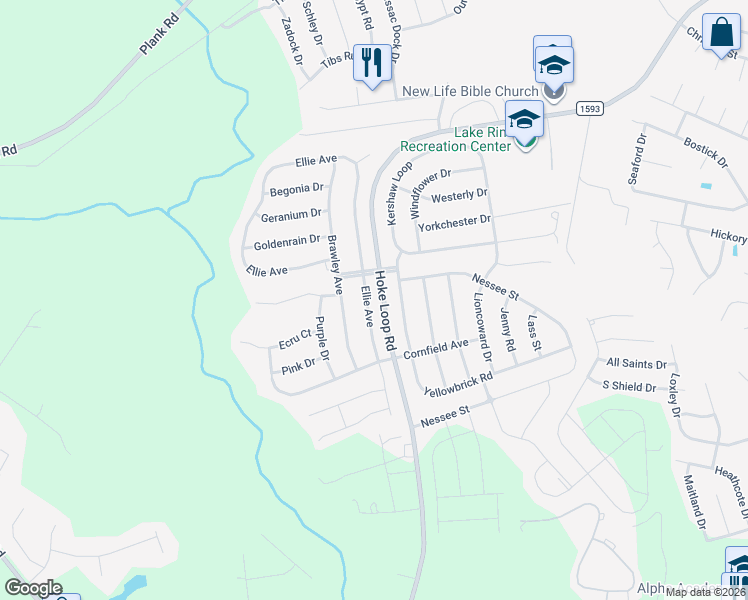 map of restaurants, bars, coffee shops, grocery stores, and more near 1911 Ellie Avenue in Fayetteville
