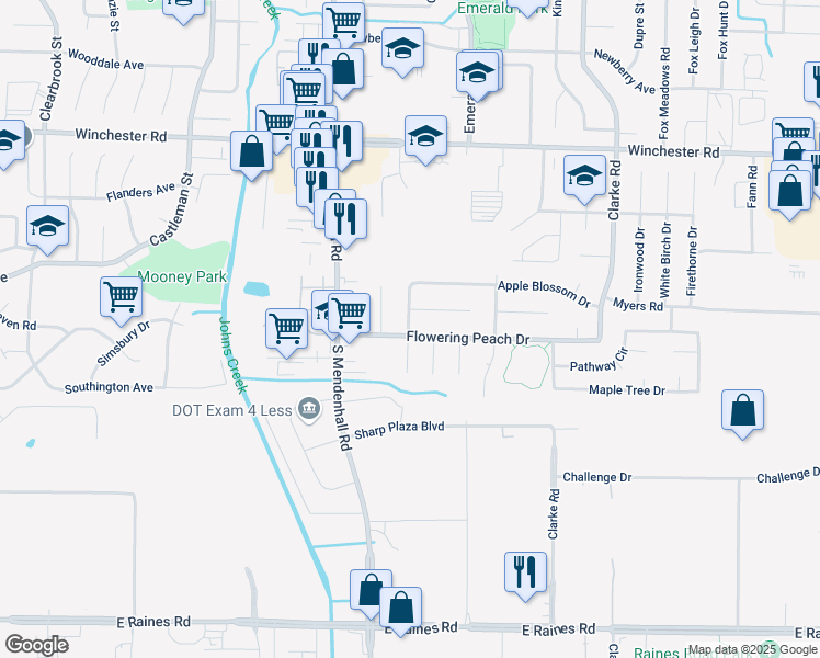 map of restaurants, bars, coffee shops, grocery stores, and more near 3822 Jasmine Drive in Memphis