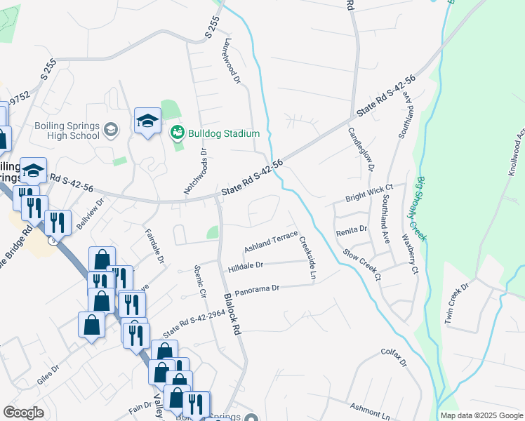map of restaurants, bars, coffee shops, grocery stores, and more near 806 Millsgrove Court in Boiling Springs