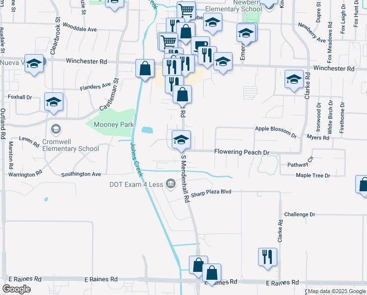 map of restaurants, bars, coffee shops, grocery stores, and more near 3816 South Mendenhall Road in Memphis