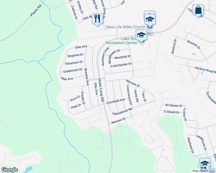 map of restaurants, bars, coffee shops, grocery stores, and more near 1933 Yellowbrick Road in Fayetteville