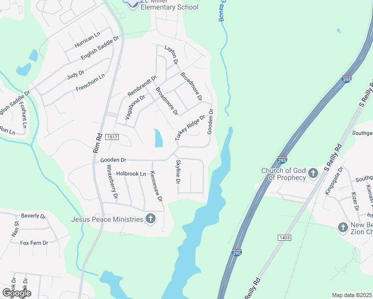 map of restaurants, bars, coffee shops, grocery stores, and more near 9508 Gooden Drive in Fayetteville