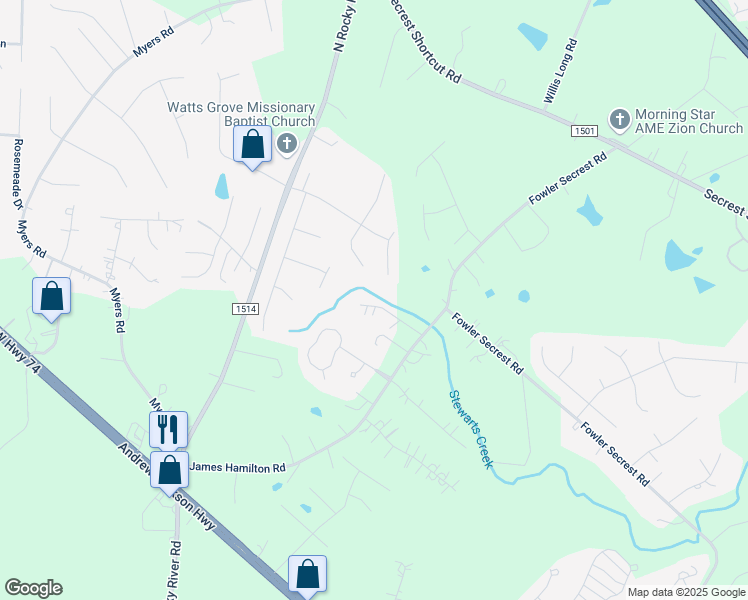 map of restaurants, bars, coffee shops, grocery stores, and more near 3926 Arbor Creek Court in Monroe