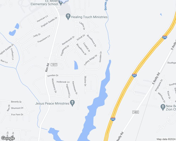 map of restaurants, bars, coffee shops, grocery stores, and more near 9504 Gooden Drive in Fayetteville
