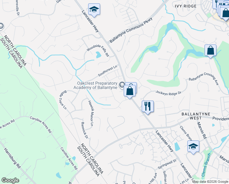 map of restaurants, bars, coffee shops, grocery stores, and more near in Charlotte