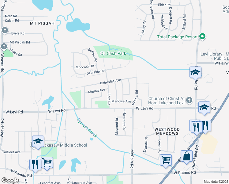 map of restaurants, bars, coffee shops, grocery stores, and more near 3813 Masterson Street in Memphis