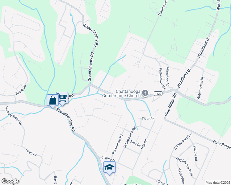 map of restaurants, bars, coffee shops, grocery stores, and more near 8211 Bill Reed Road in Ooltewah