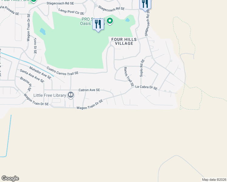 map of restaurants, bars, coffee shops, grocery stores, and more near 1638 Catron Avenue Southeast in Albuquerque