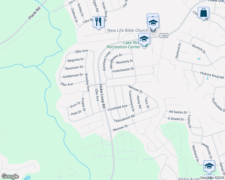 map of restaurants, bars, coffee shops, grocery stores, and more near 1908 Caviness Street in Fayetteville