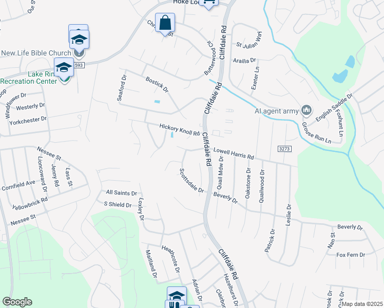 map of restaurants, bars, coffee shops, grocery stores, and more near 1112 Paddington Place in Fayetteville