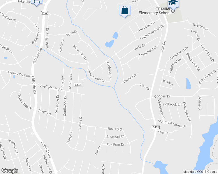 map of restaurants, bars, coffee shops, grocery stores, and more near 8701 Grouse Run Lane in Fayetteville