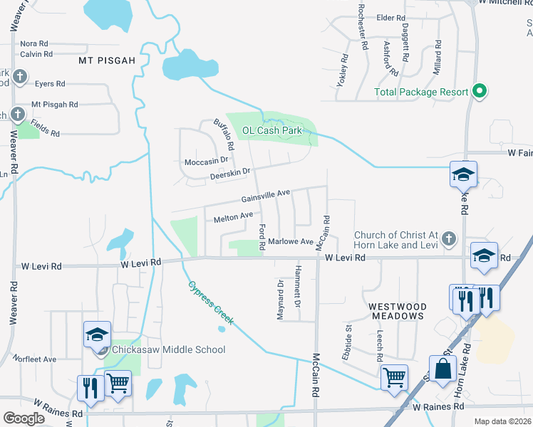 map of restaurants, bars, coffee shops, grocery stores, and more near 3813 Masterson Street in Memphis