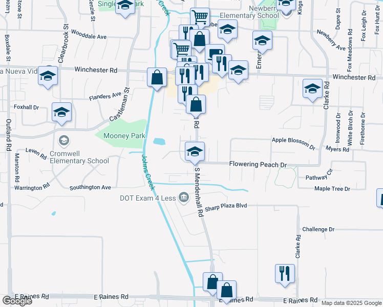 map of restaurants, bars, coffee shops, grocery stores, and more near 3816 South Mendenhall Road in Memphis