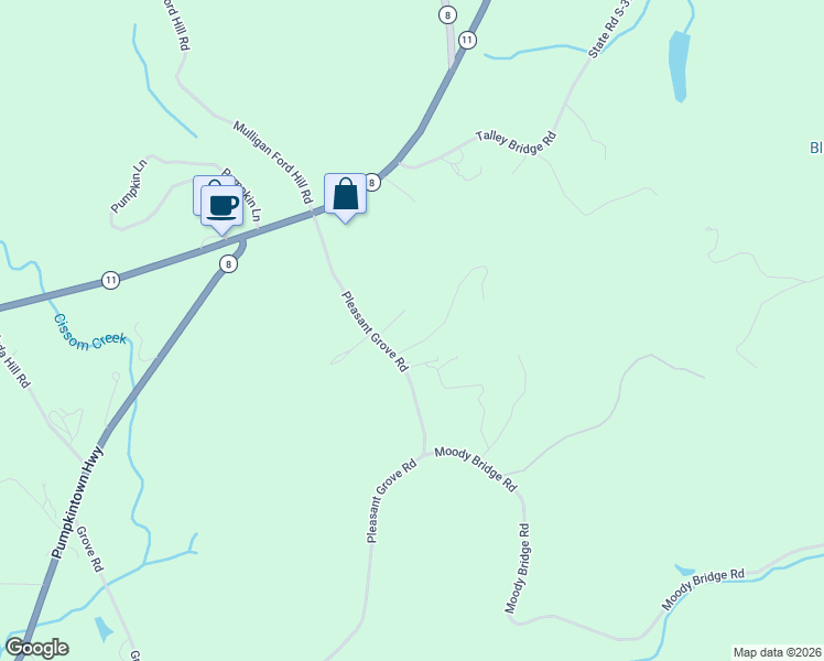 map of restaurants, bars, coffee shops, grocery stores, and more near 185 State Road S-39-112 in Pickens