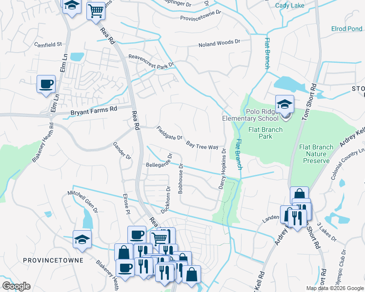 map of restaurants, bars, coffee shops, grocery stores, and more near in Charlotte