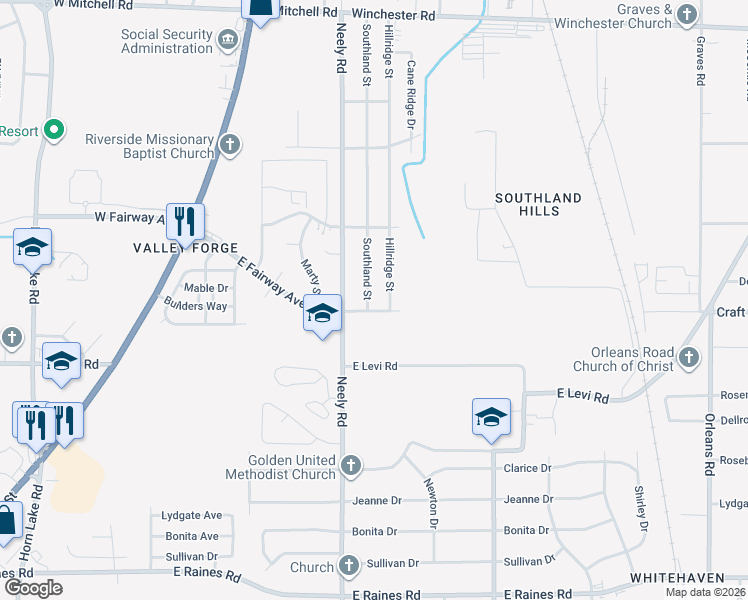 map of restaurants, bars, coffee shops, grocery stores, and more near 253 East Fairway Avenue in Memphis