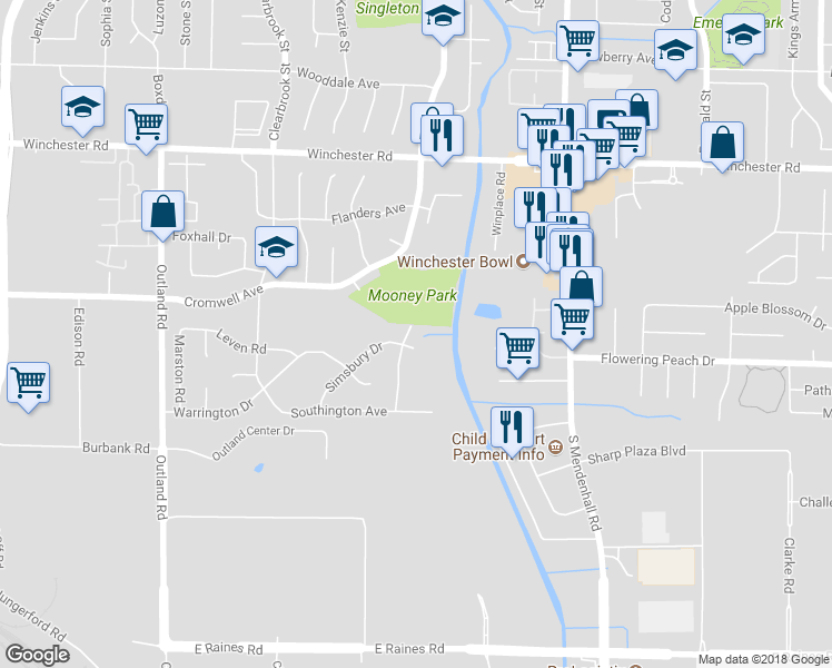 map of restaurants, bars, coffee shops, grocery stores, and more near 3816 Castleman Street in Memphis