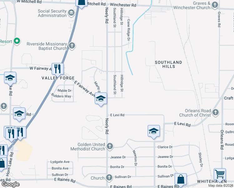 map of restaurants, bars, coffee shops, grocery stores, and more near 253 East Fairway Avenue in Memphis