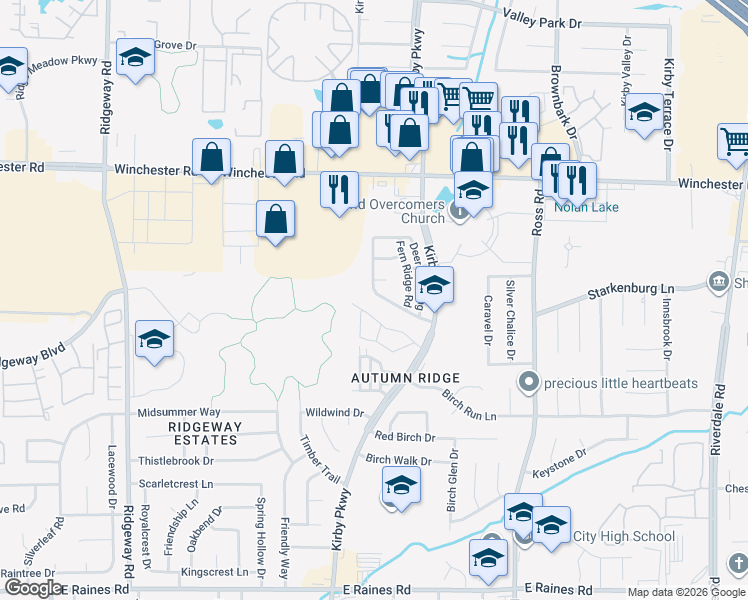 map of restaurants, bars, coffee shops, grocery stores, and more near 3771 Deer Forest Drive in Memphis