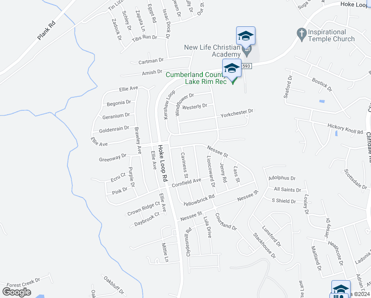map of restaurants, bars, coffee shops, grocery stores, and more near 5831 Nessee Street in Fayetteville