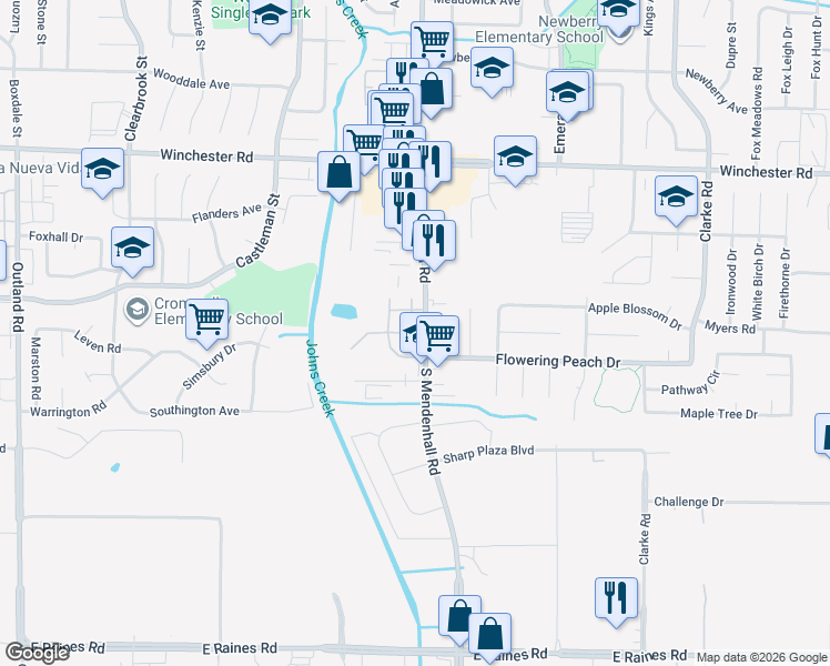 map of restaurants, bars, coffee shops, grocery stores, and more near 3816 South Mendenhall Road in Memphis