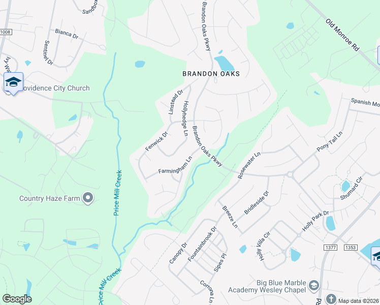 map of restaurants, bars, coffee shops, grocery stores, and more near 1008 Farmingham Lane in Indian Trail