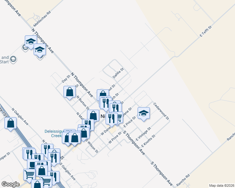 map of restaurants, bars, coffee shops, grocery stores, and more near 239 East Branch Street in Nipomo