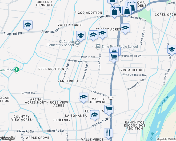map of restaurants, bars, coffee shops, grocery stores, and more near 2001 Centro Familiar Boulevard Southwest in Albuquerque