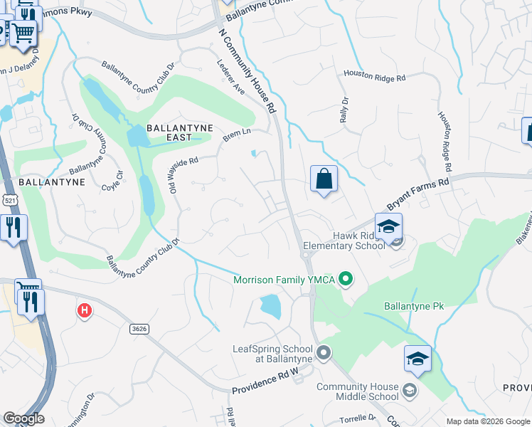 map of restaurants, bars, coffee shops, grocery stores, and more near in Charlotte