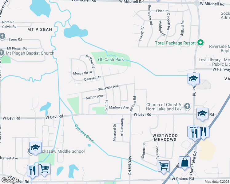 map of restaurants, bars, coffee shops, grocery stores, and more near 502 Gainsville Avenue in Memphis