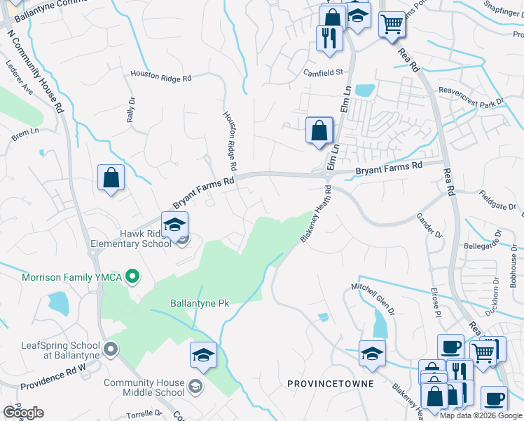 map of restaurants, bars, coffee shops, grocery stores, and more near 11539 Delores Ferguson Lane in Charlotte