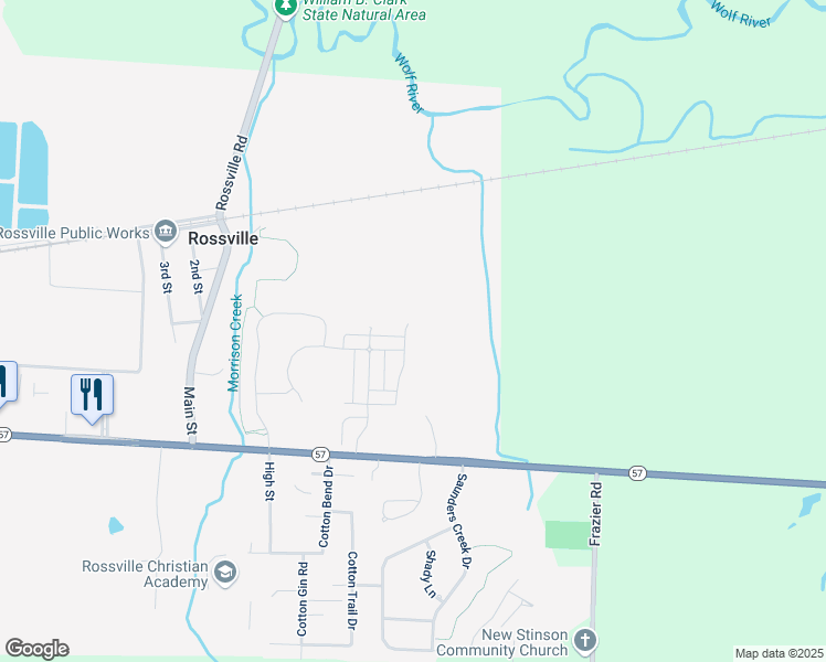map of restaurants, bars, coffee shops, grocery stores, and more near in Rossville