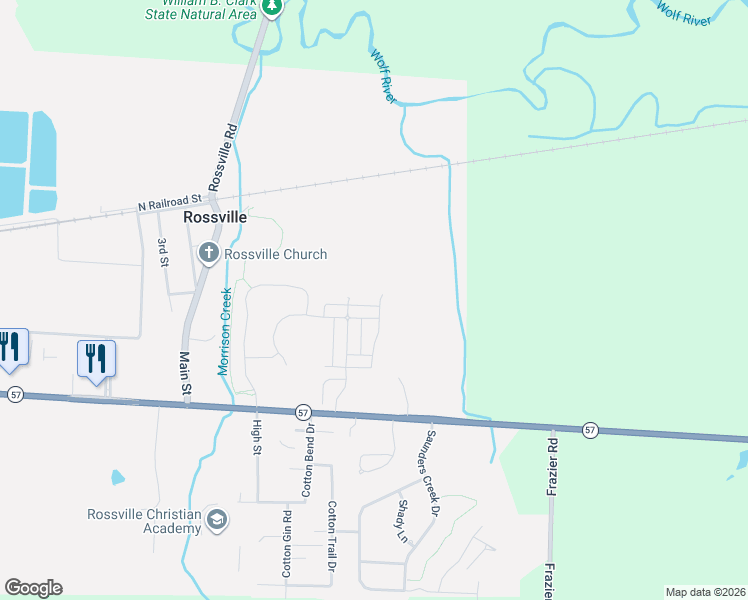 map of restaurants, bars, coffee shops, grocery stores, and more near in Rossville