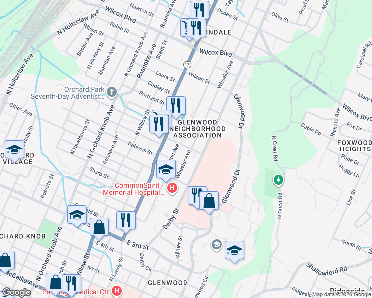 map of restaurants, bars, coffee shops, grocery stores, and more near 902 Arlington Avenue in Chattanooga