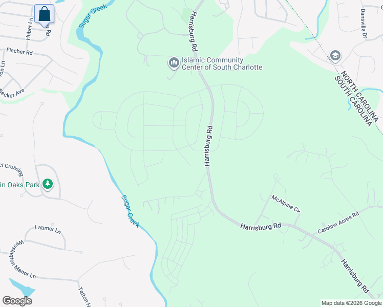 map of restaurants, bars, coffee shops, grocery stores, and more near 11557-11683 Harrisburg Road in Fort Mill