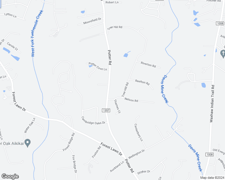 map of restaurants, bars, coffee shops, grocery stores, and more near 7005 Potter Road in Matthews