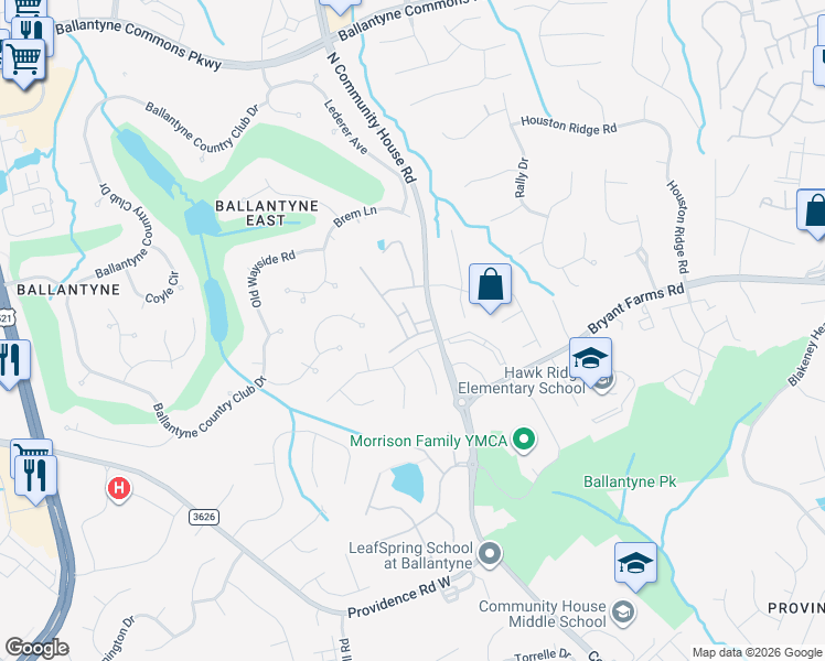 map of restaurants, bars, coffee shops, grocery stores, and more near in Charlotte