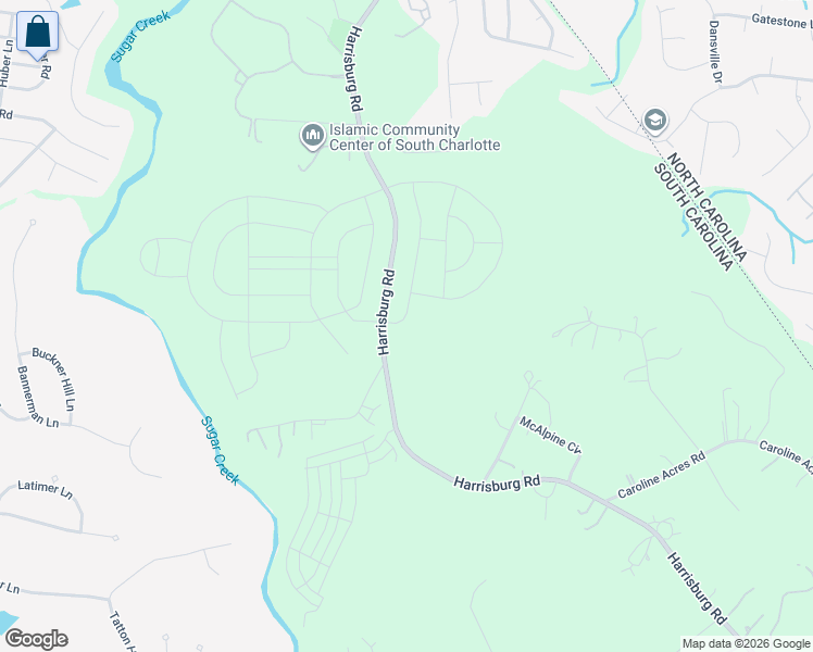map of restaurants, bars, coffee shops, grocery stores, and more near 11656 Harrisburg Road in Indian Land