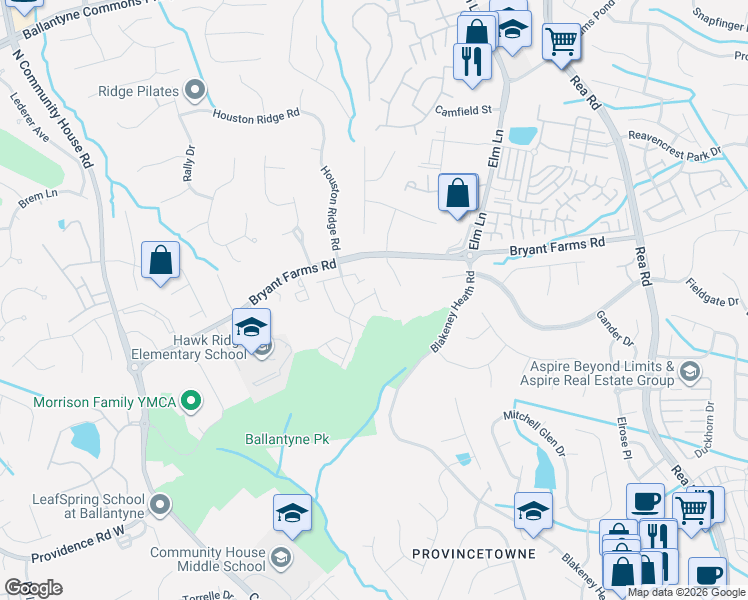 map of restaurants, bars, coffee shops, grocery stores, and more near 11539 Delores Ferguson Lane in Charlotte