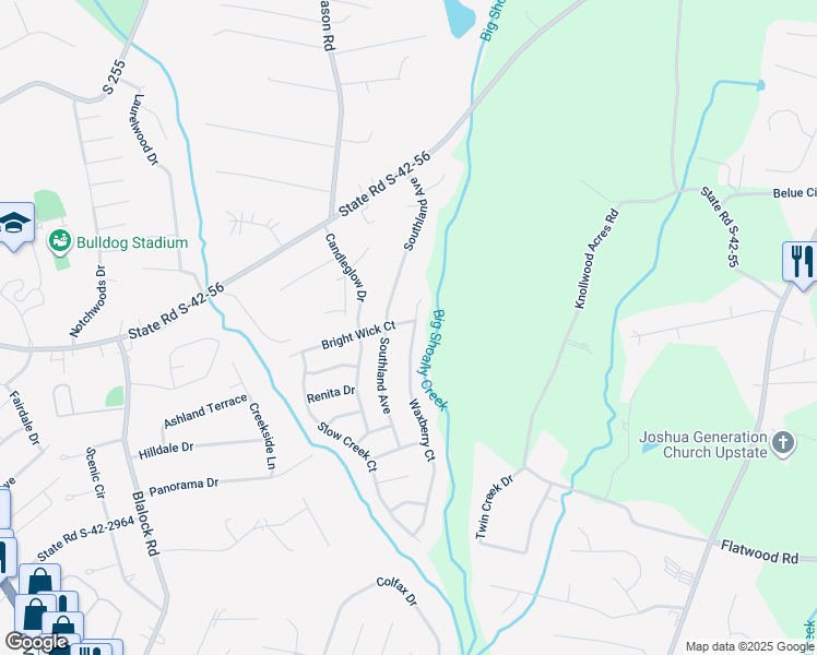 map of restaurants, bars, coffee shops, grocery stores, and more near 271 Waxberry Court in Boiling Springs
