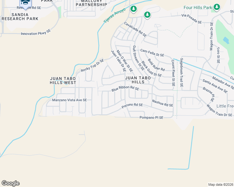 map of restaurants, bars, coffee shops, grocery stores, and more near 2016 Mountaineer Drive Southeast in Albuquerque