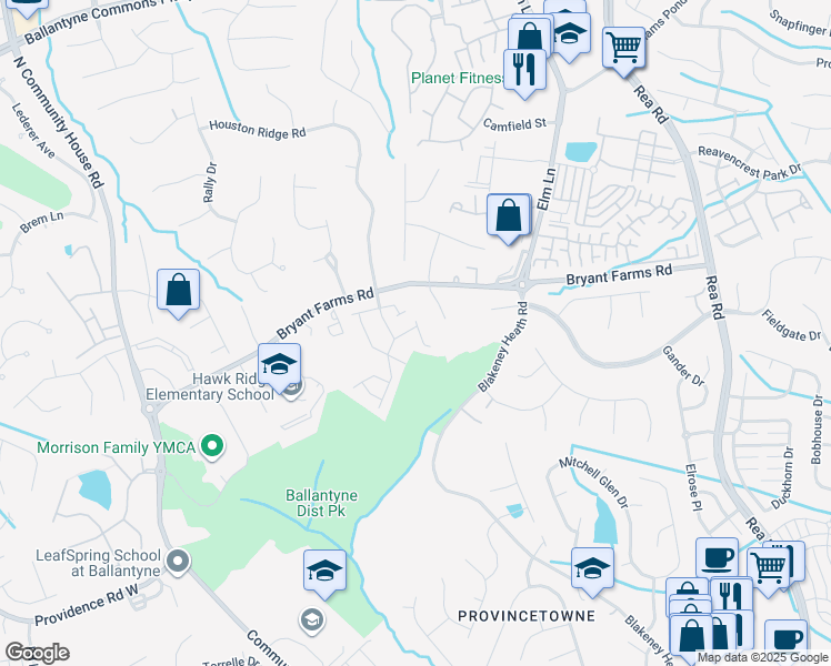 map of restaurants, bars, coffee shops, grocery stores, and more near 11539 Delores Ferguson Lane in Charlotte