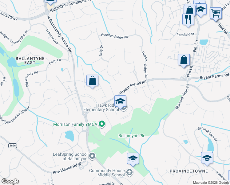 map of restaurants, bars, coffee shops, grocery stores, and more near in Charlotte
