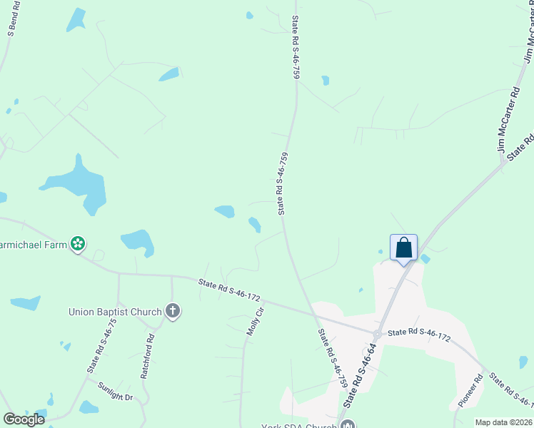 map of restaurants, bars, coffee shops, grocery stores, and more near 2053 State Road S-46-759 in York