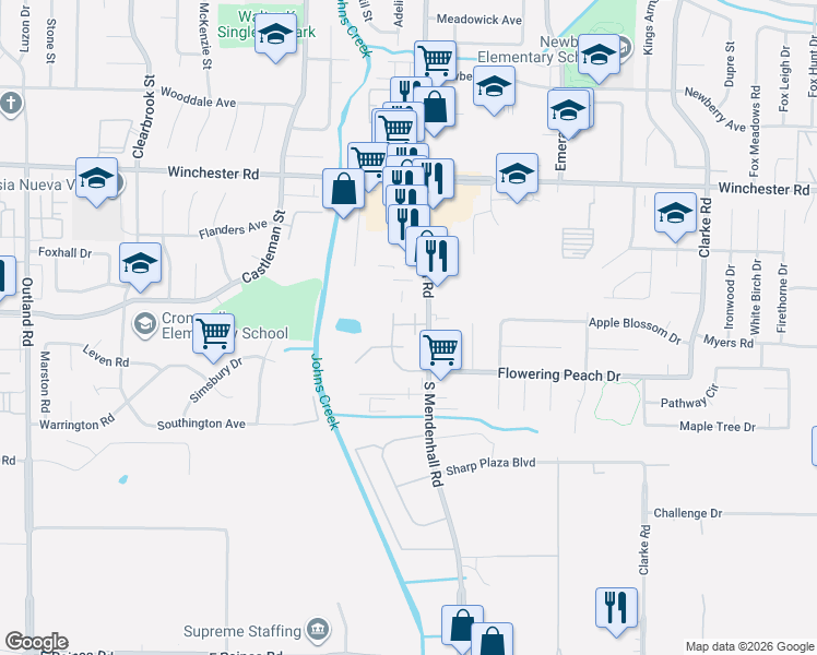 map of restaurants, bars, coffee shops, grocery stores, and more near 3758 Station Way in Memphis