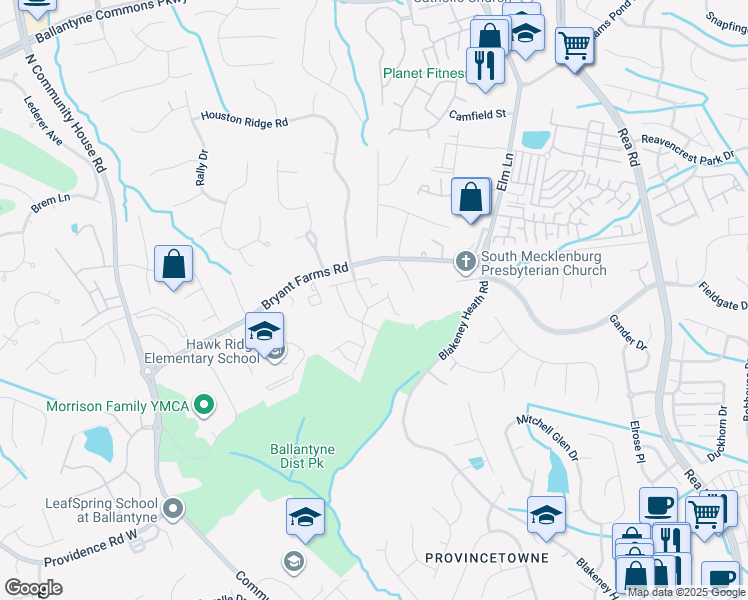 map of restaurants, bars, coffee shops, grocery stores, and more near 11523 Delores Ferguson Lane in Charlotte