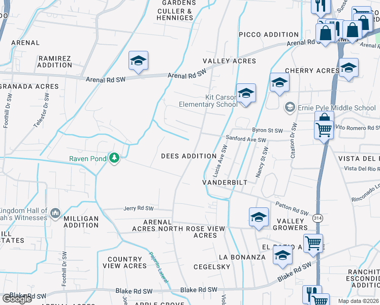 map of restaurants, bars, coffee shops, grocery stores, and more near 2047 Tapia Boulevard Southwest in Albuquerque