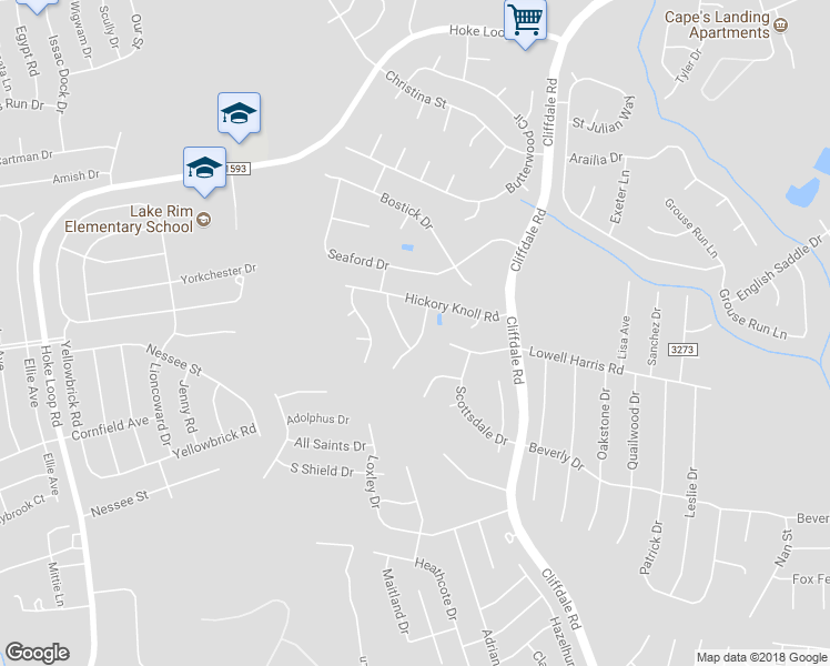 map of restaurants, bars, coffee shops, grocery stores, and more near 1820 Shady Knoll Lane in Fayetteville