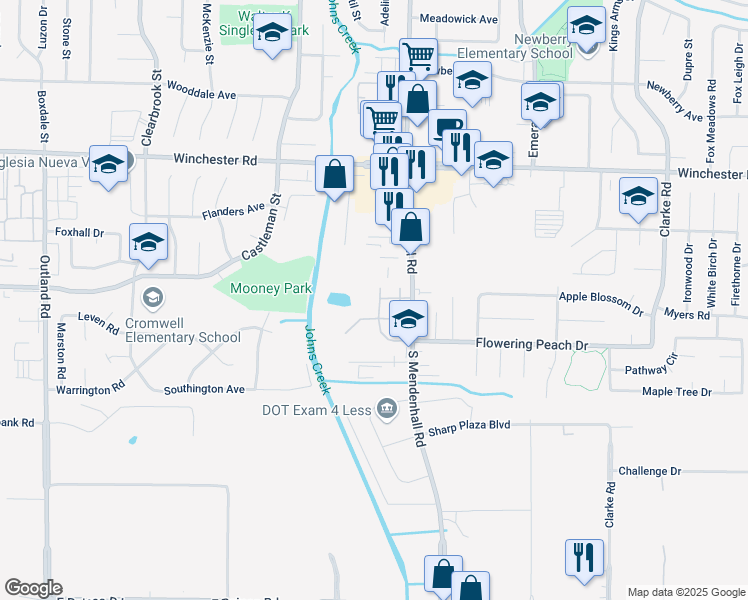 map of restaurants, bars, coffee shops, grocery stores, and more near 3765 Cambridge Station Drive in Memphis