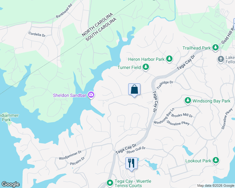 map of restaurants, bars, coffee shops, grocery stores, and more near 11062 Holiday Cove Lane in Fort Mill